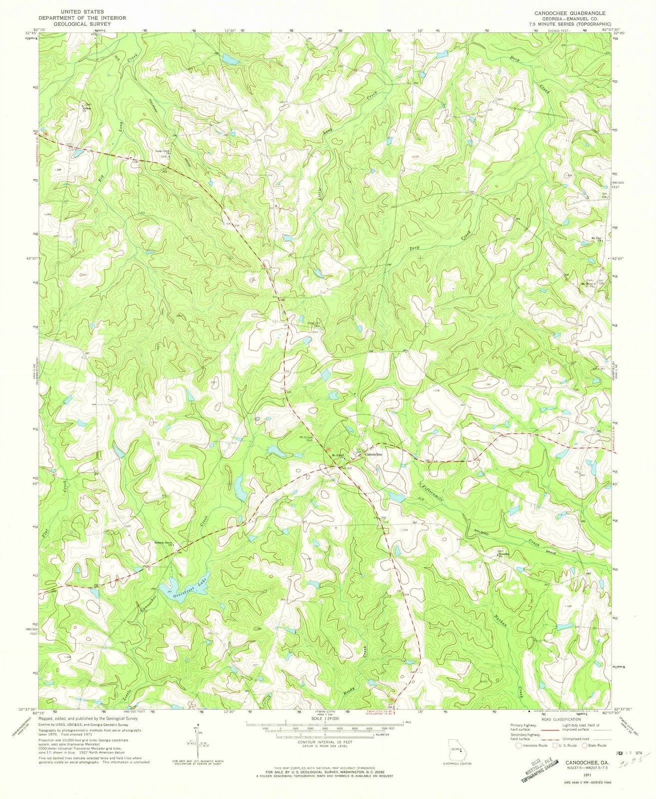 1971 Canoochee, GA - Georgia - USGS Topographic Map