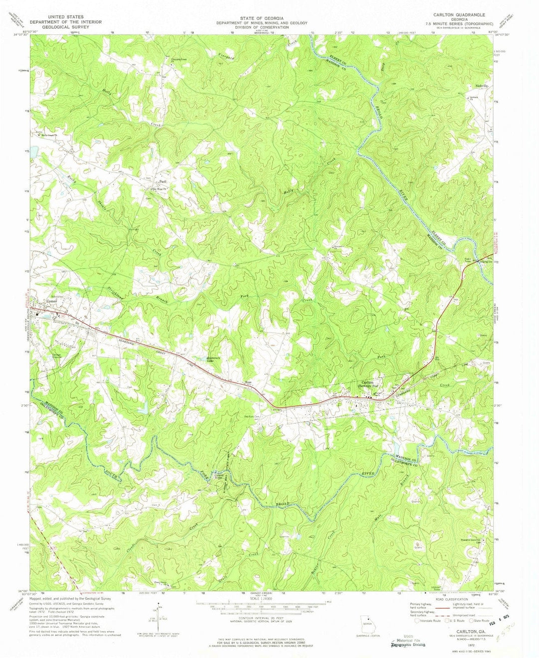 1972 Carlton, GA - Georgia - USGS Topographic Map