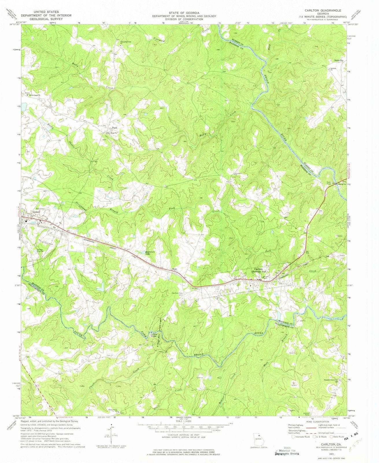 1972 Carlton, GA - Georgia - USGS Topographic Map