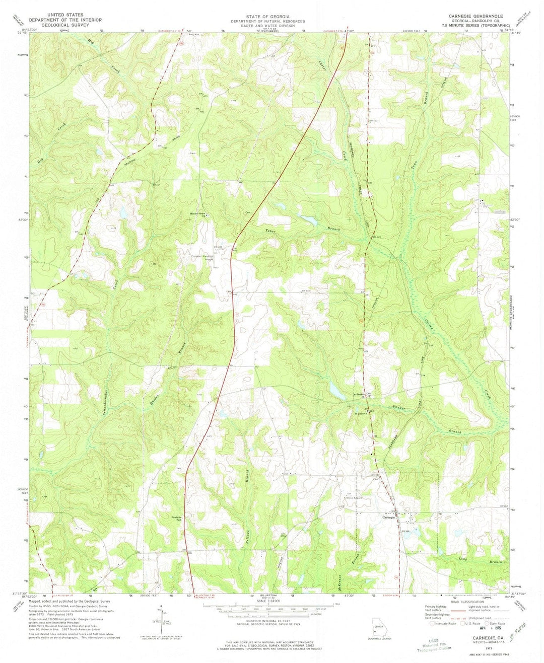 1973 Carnegie, GA - Georgia - USGS Topographic Map