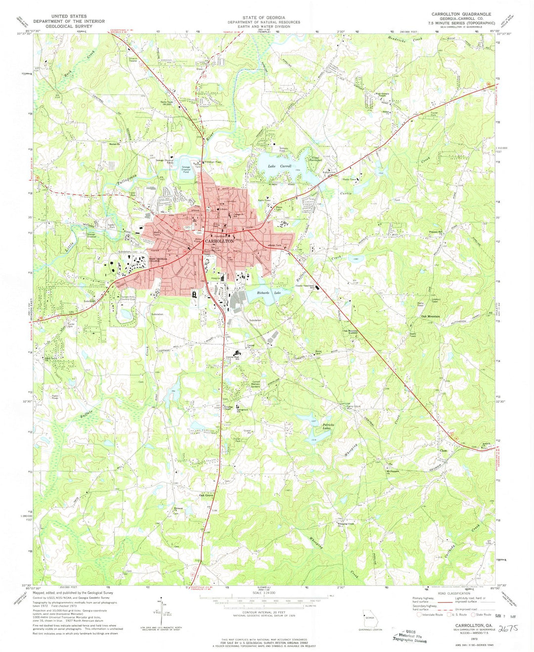 1973 Carrollton, GA - Georgia - USGS Topographic Map