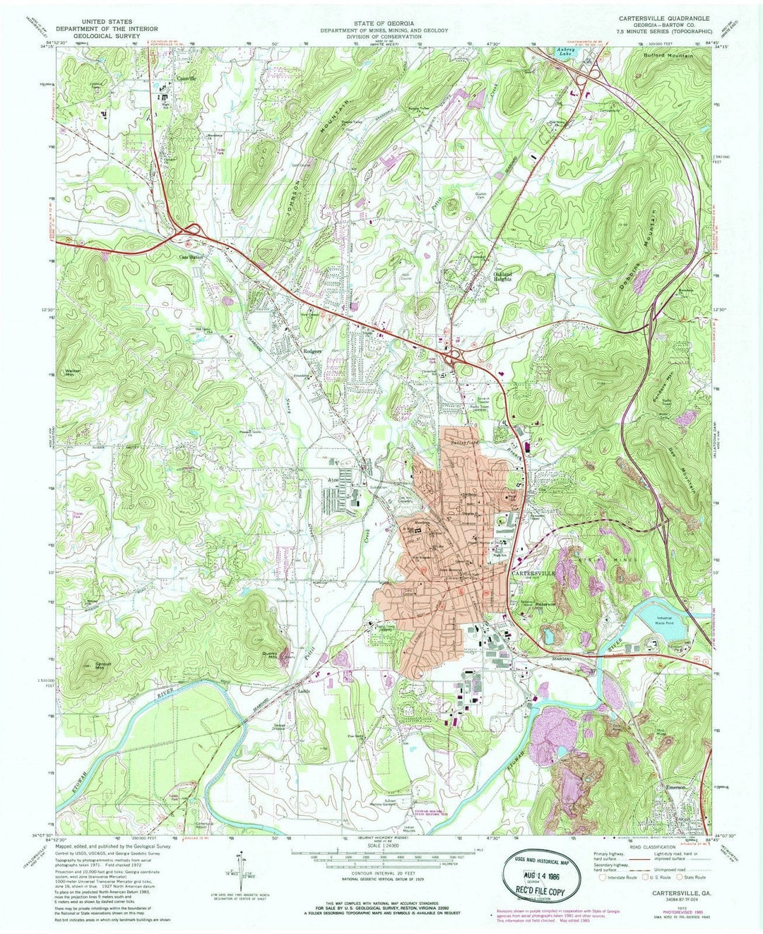 1972 Cartersville, GA - Georgia - USGS Topographic Map