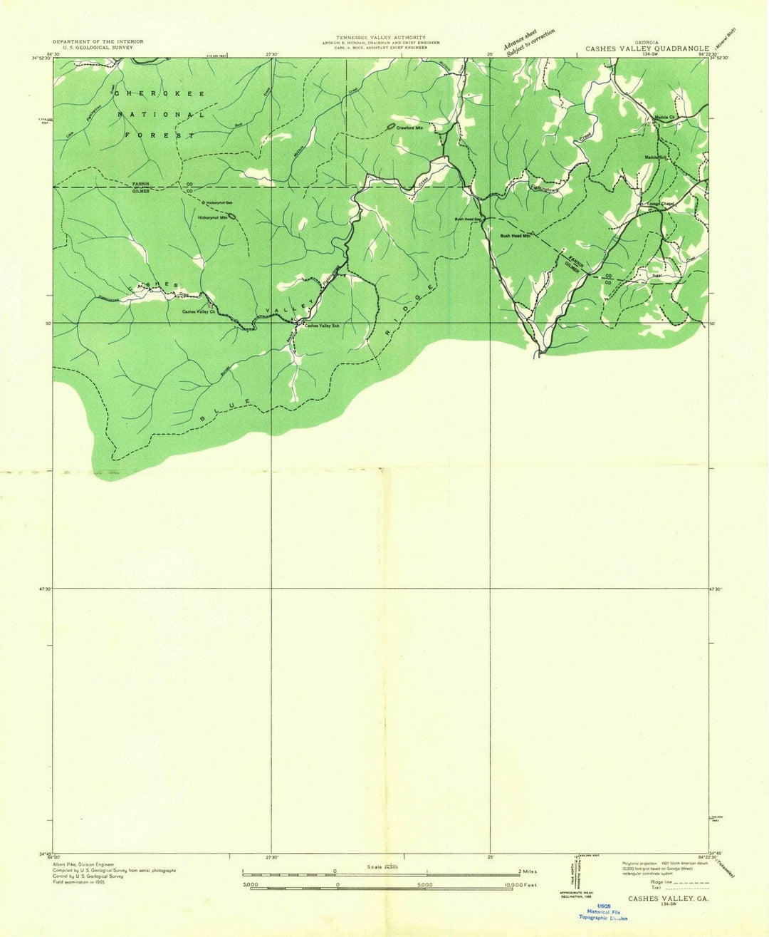 1935 Cashes Valley, GA - Georgia - USGS Topographic Map