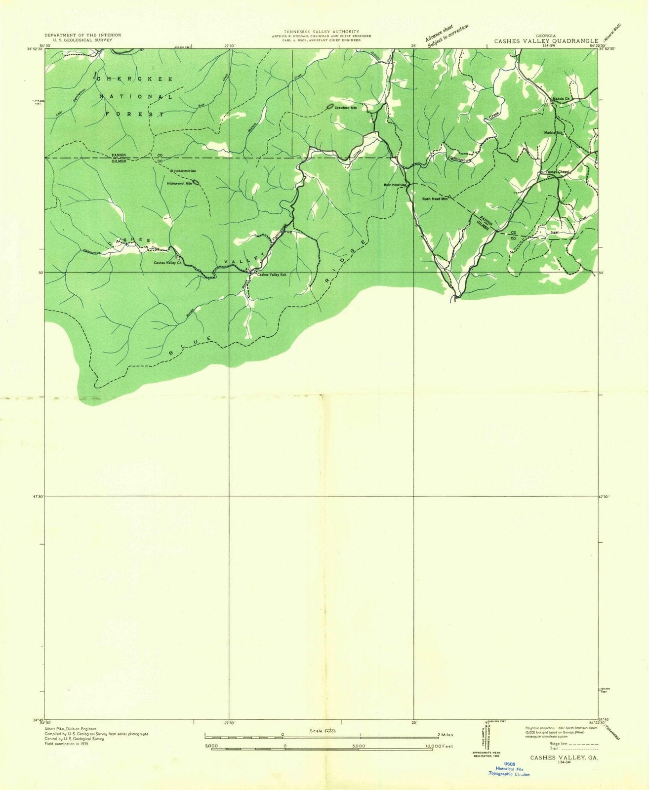 1935 Cashes Valley, GA - Georgia - USGS Topographic Map