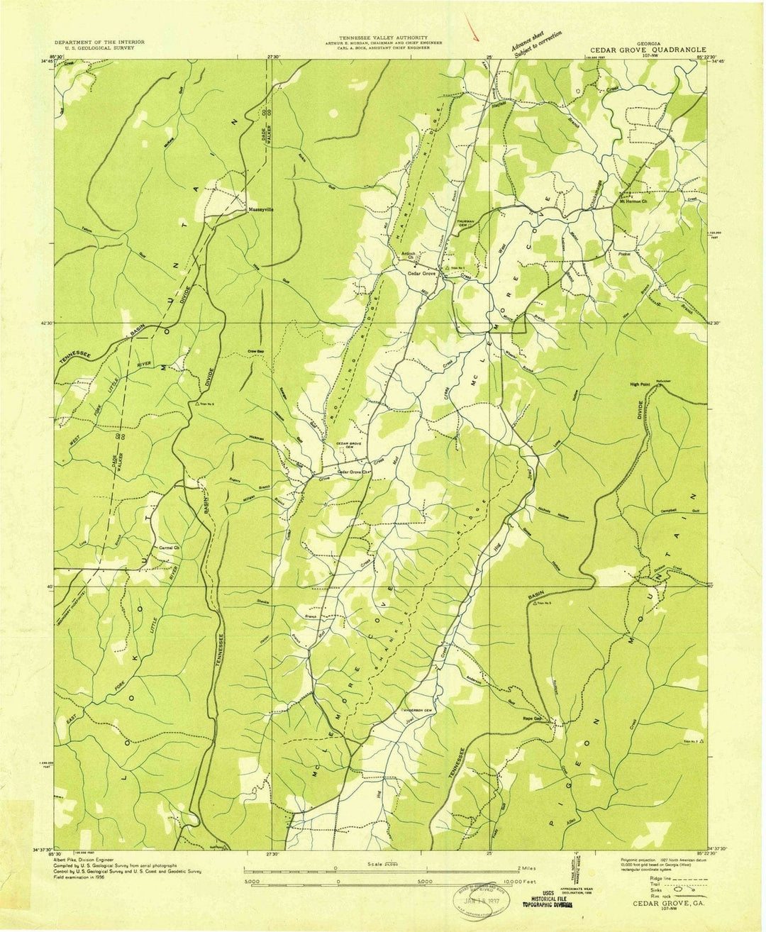 1936 Cedar Grove, GA - Georgia - USGS Topographic Map