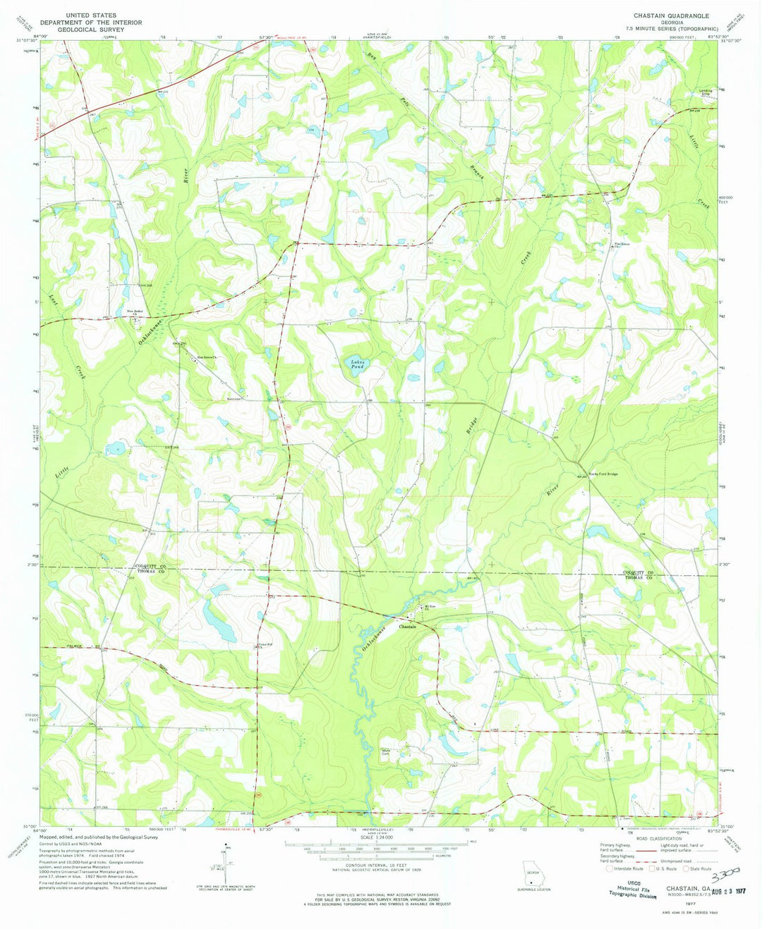 1977 Chastain, GA - Georgia - USGS Topographic Map