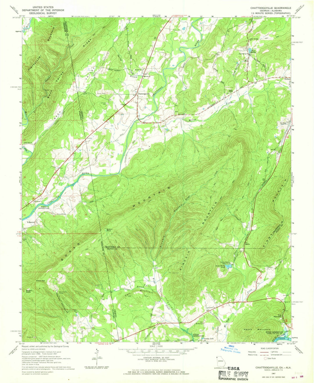 1967 Chattoogaville, GA - Georgia - USGS Topographic Map