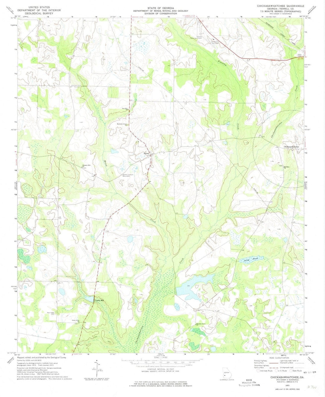 1973 Chickasawhatchee, GA - Georgia - USGS Topographic Map