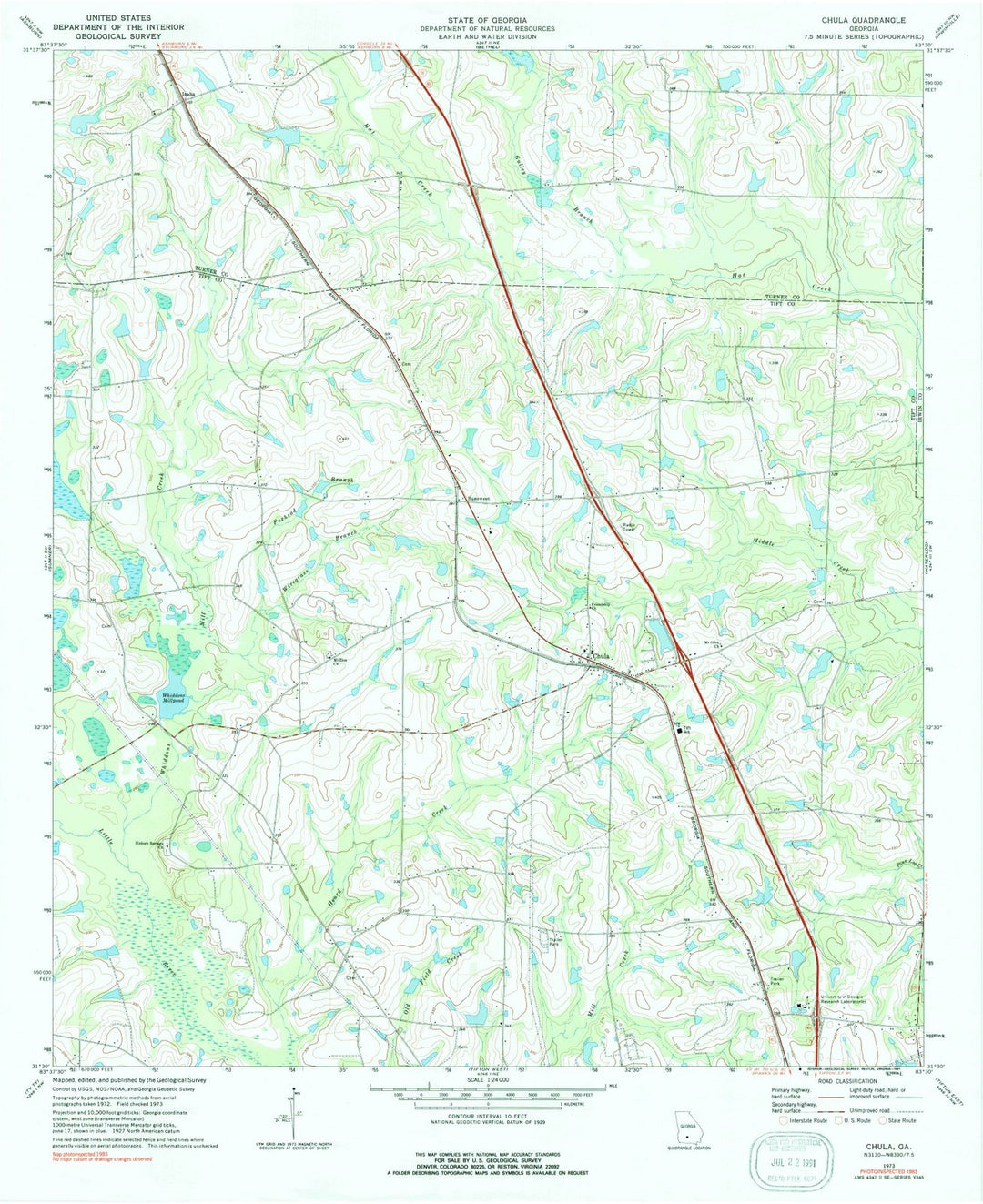 1973 Chula, GA - Georgia - USGS Topographic Map