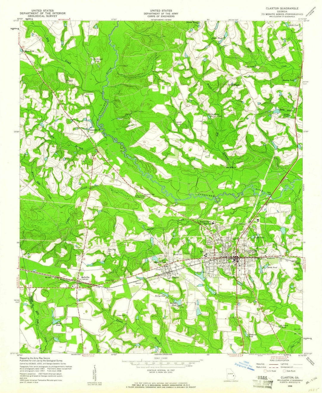 1958 Claxton, GA - Georgia - USGS Topographic Map