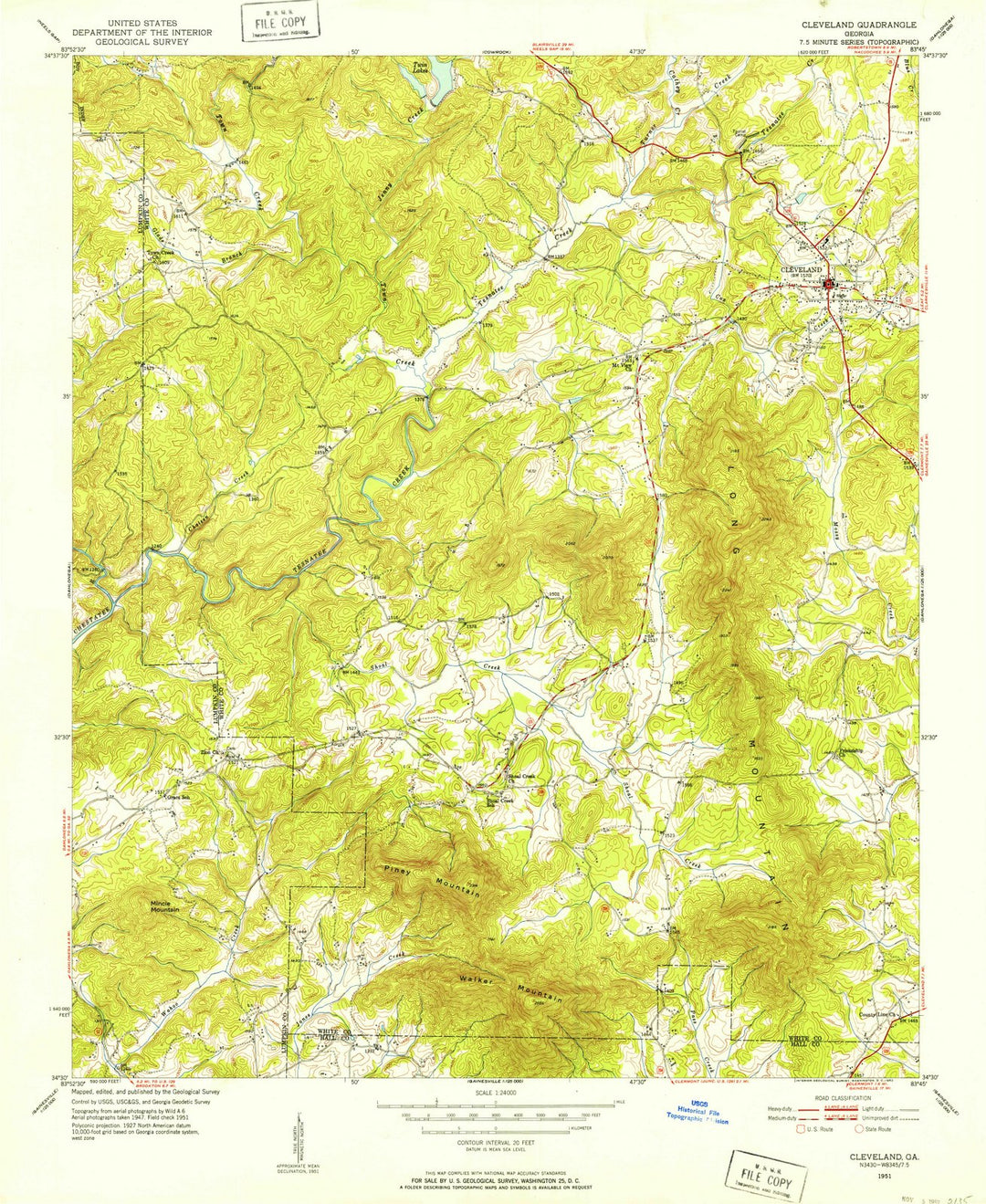 1951 Cleveland, GA - Georgia - USGS Topographic Map