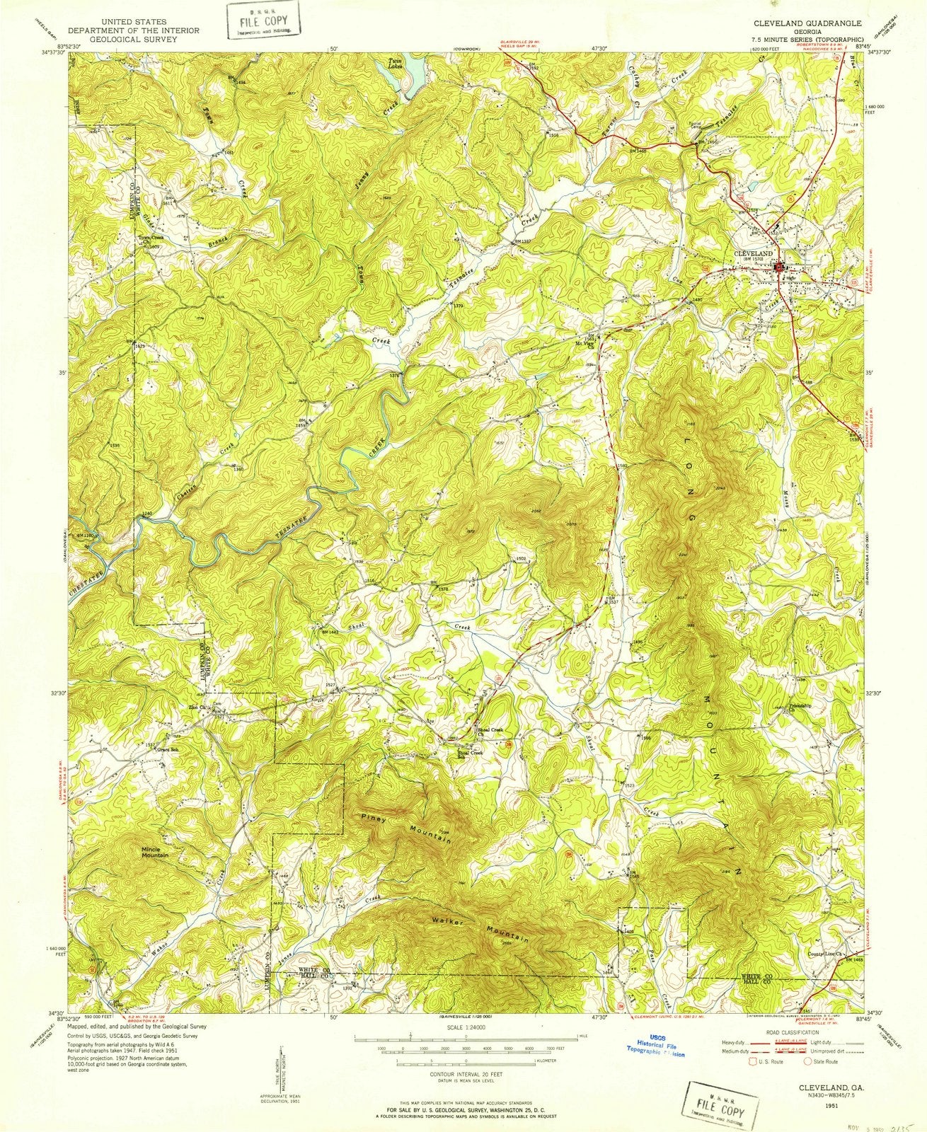 1951 Cleveland, GA - Georgia - USGS Topographic Map