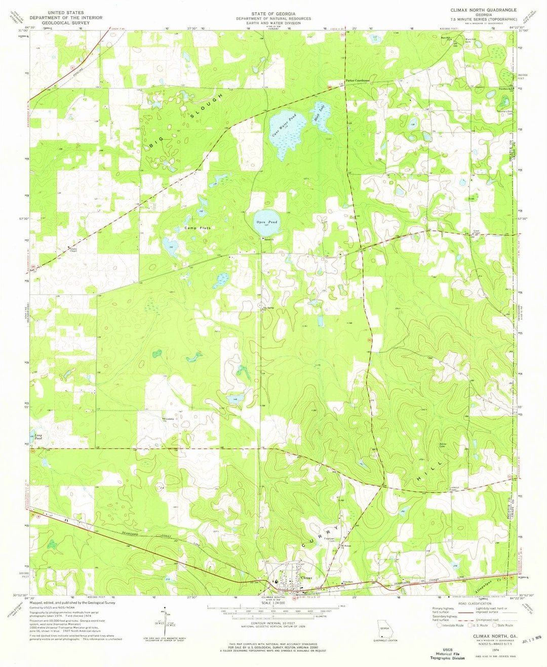 1974 Climax North, GA - Georgia - USGS Topographic Map
