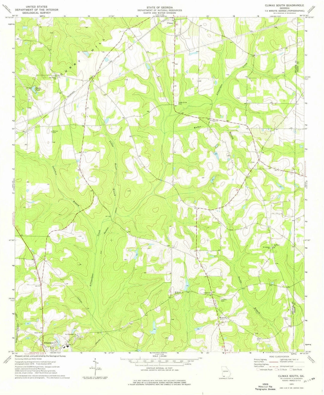 1974 Climax South, GA - Georgia - USGS Topographic Map
