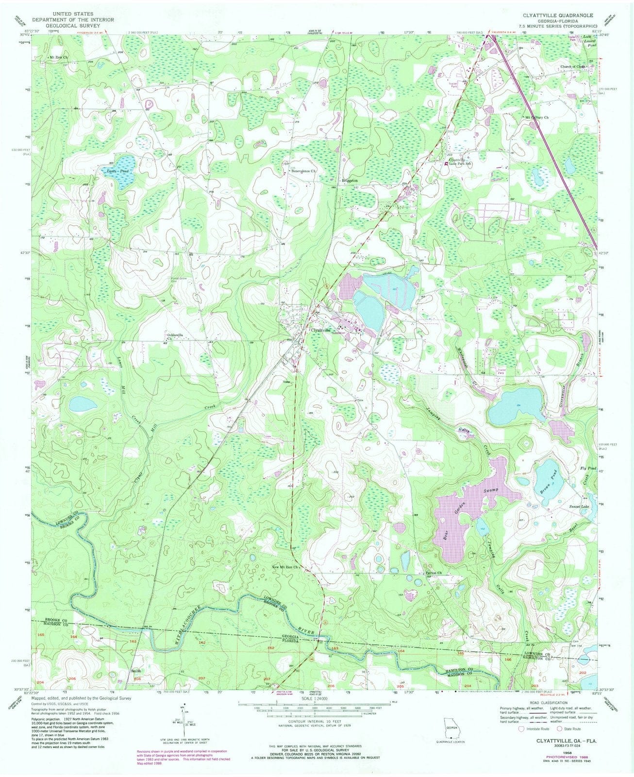 1956 Clyattville, GA - Georgia - USGS Topographic Map