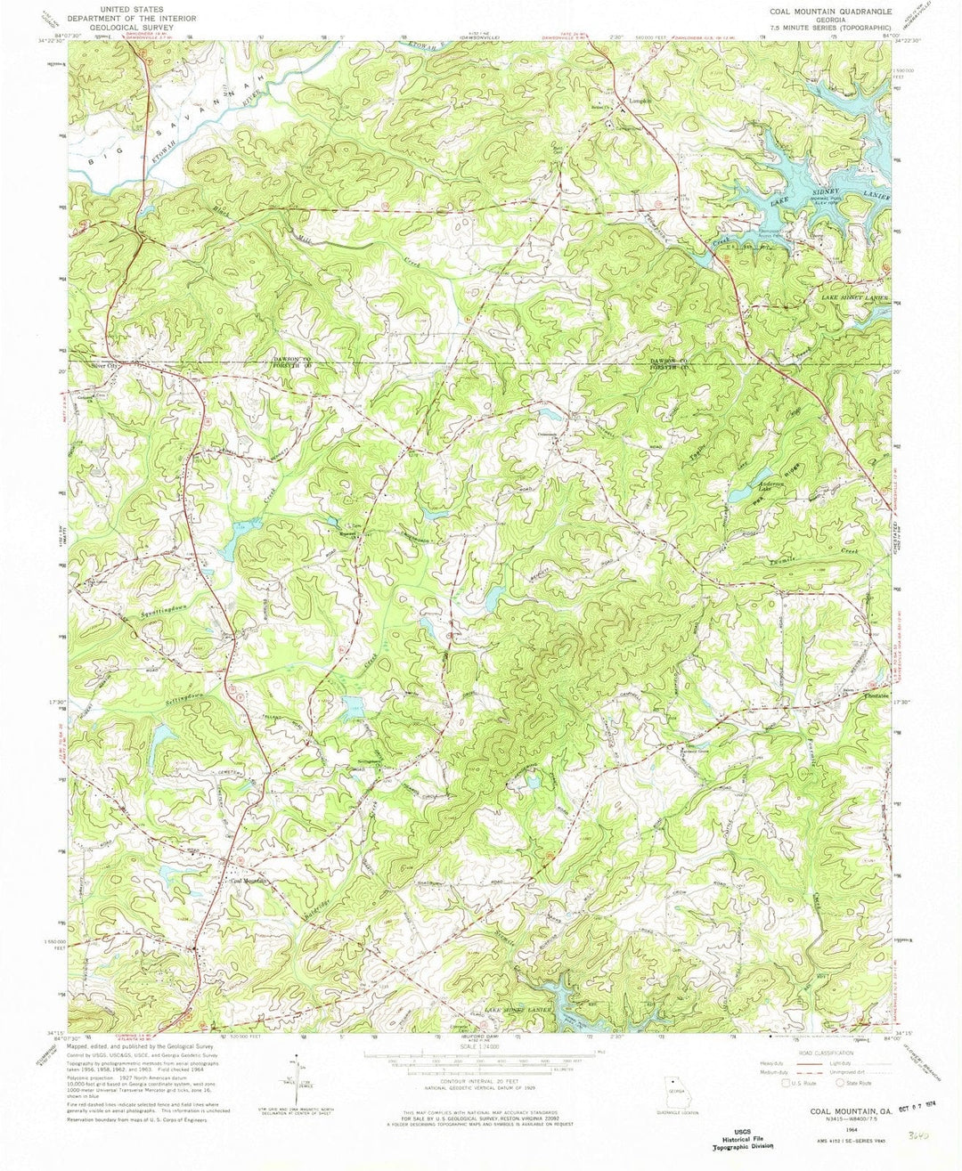 1964 Coal Mounatin, GA - Georgia - USGS Topographic Map