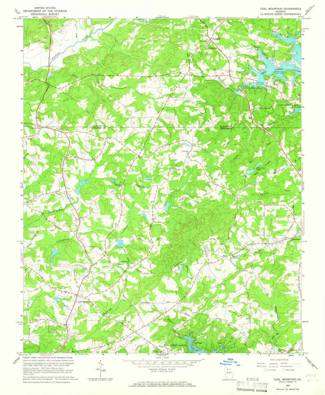 1964 Coal Mountain, GA - Georgia - USGS Topographic Map