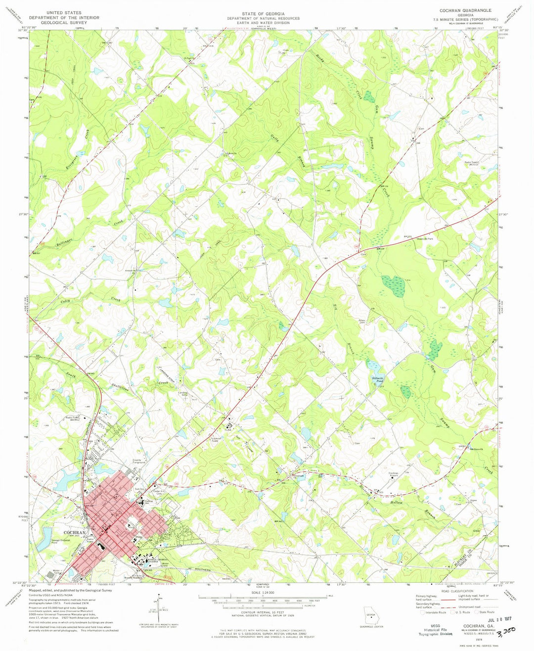 1974 Cochran, GA - Georgia - USGS Topographic Map