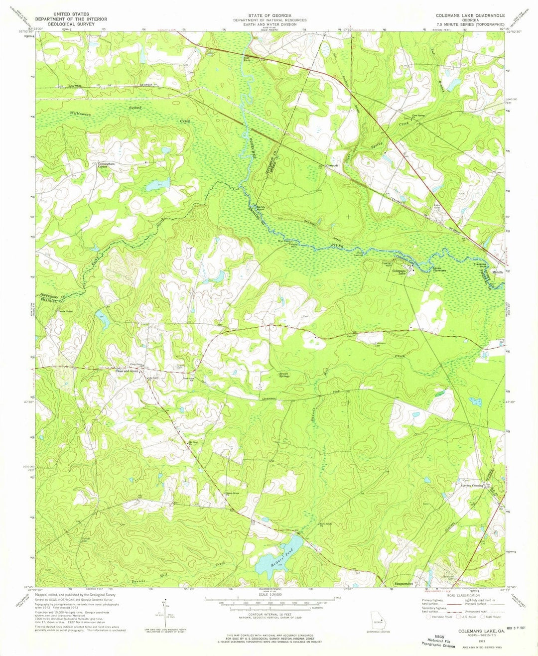 1973 Colemans Lake, GA - Georgia - USGS Topographic Map