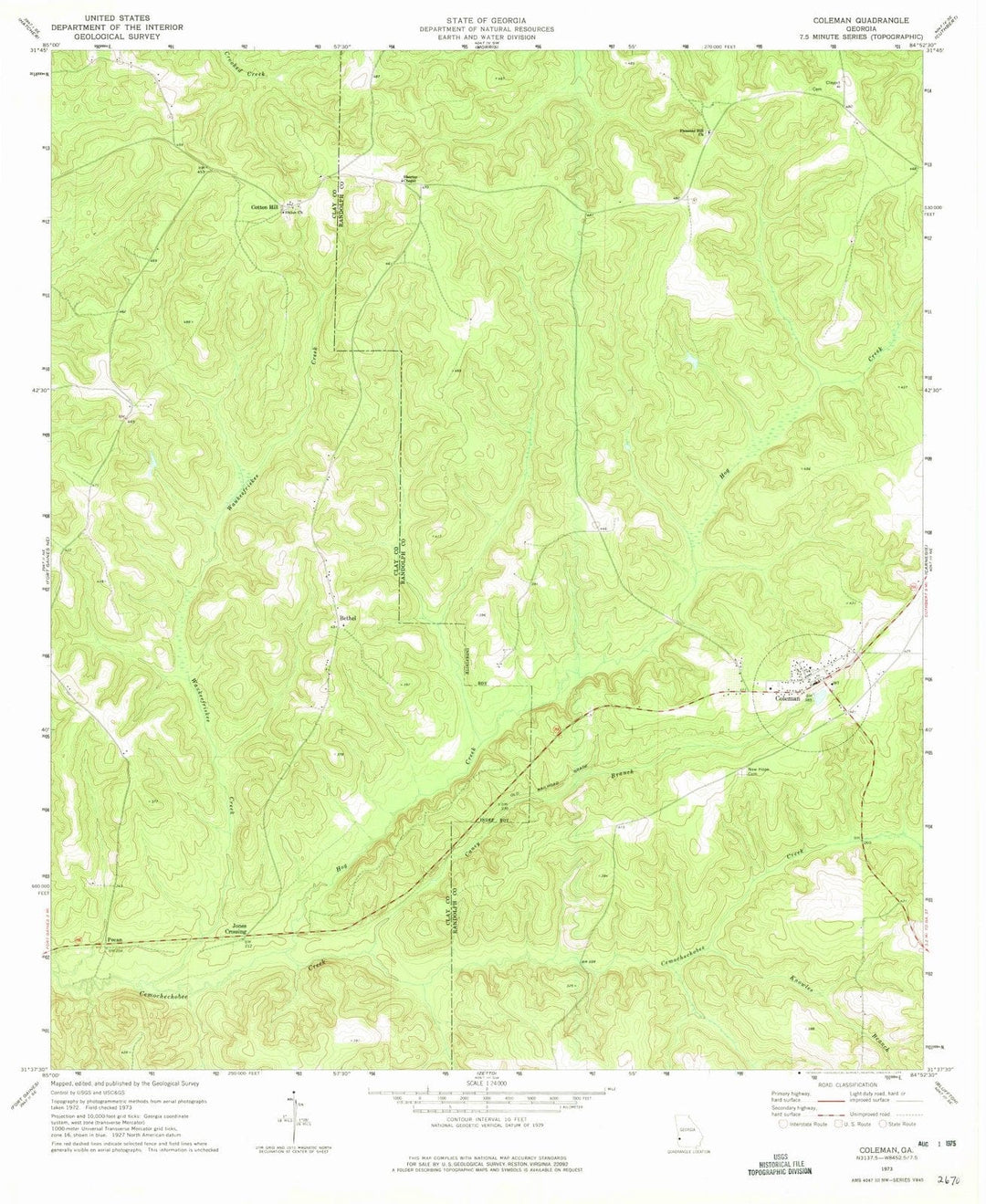 1973 Coleman, GA - Georgia - USGS Topographic Map