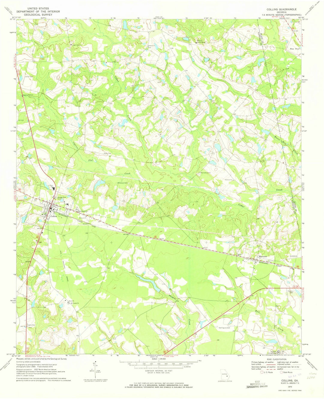 1970 Collins, GA - Georgia - USGS Topographic Map