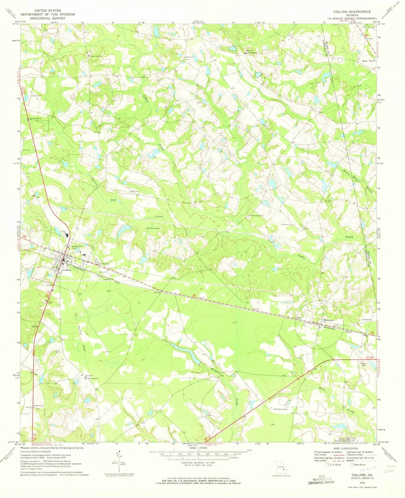 1970 Collins, GA - Georgia - USGS Topographic Map