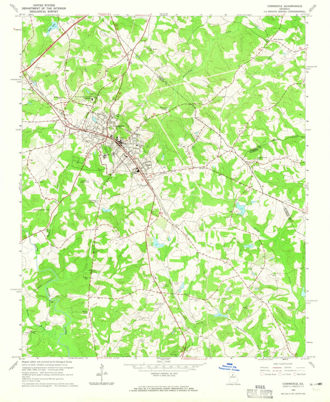 1964 Commerce, GA - Georgia - USGS Topographic Map