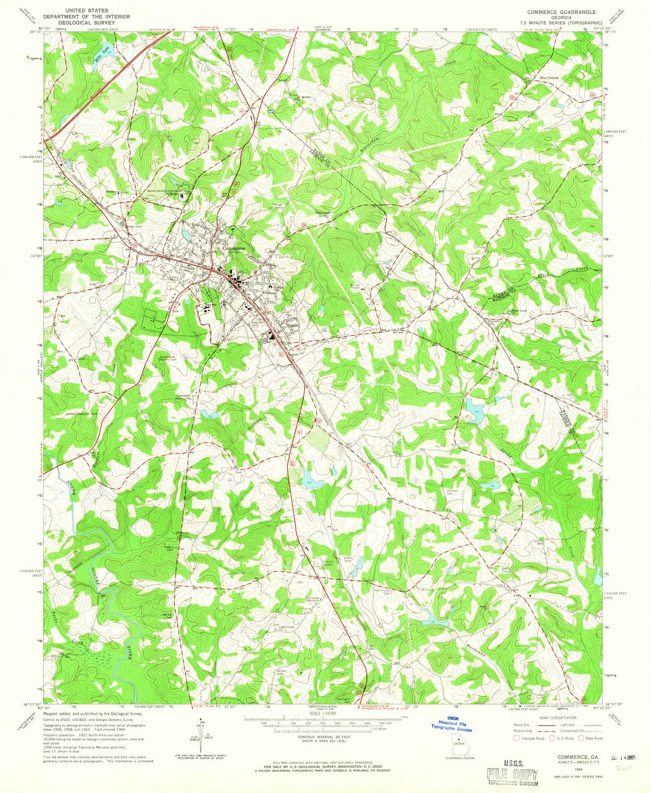 1964 Commerce, GA - Georgia - USGS Topographic Map