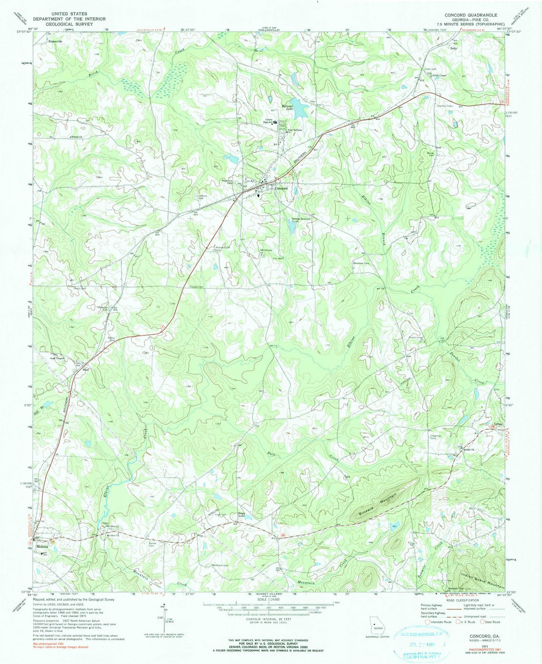 1971 Concord, GA - Georgia - USGS Topographic Map
