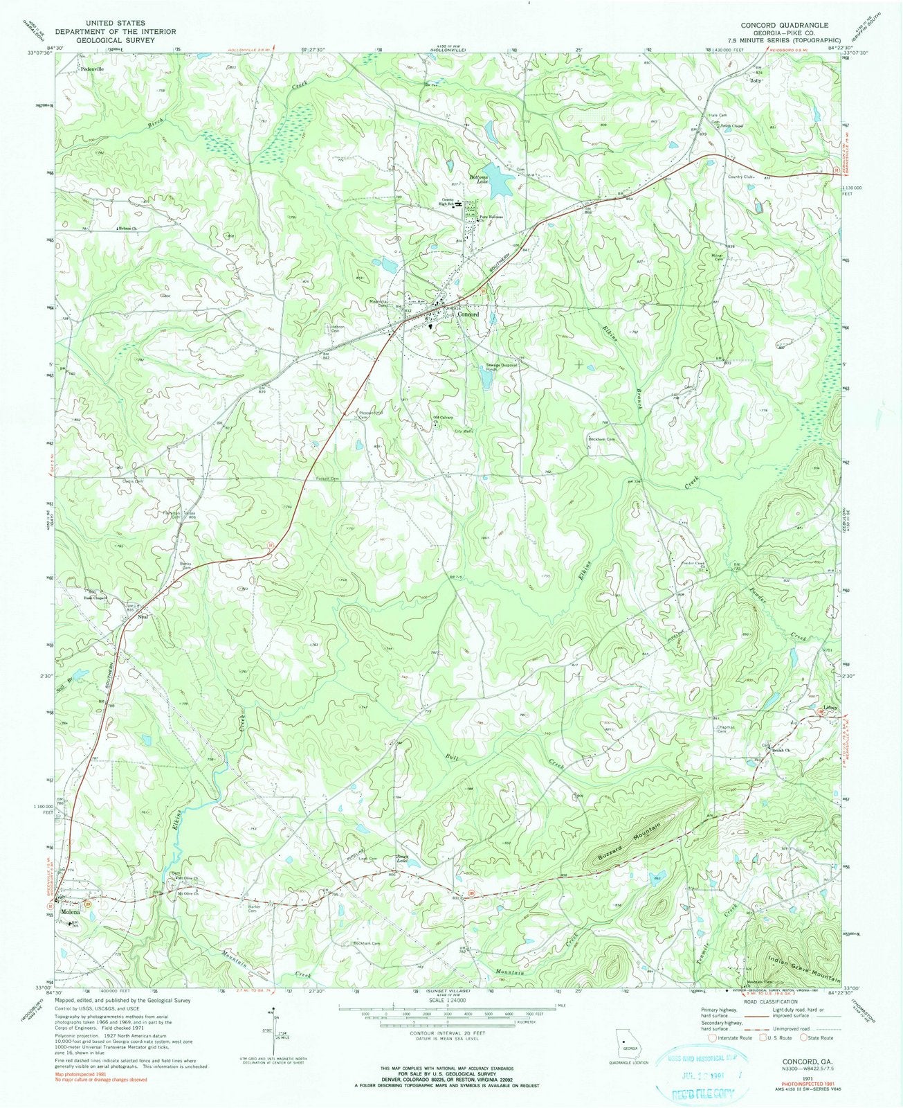 1971 Concord, GA - Georgia - USGS Topographic Map
