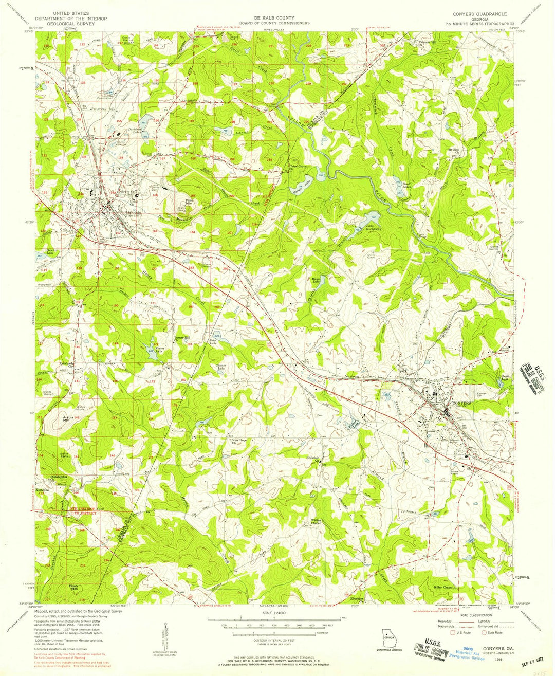 1956 Conyers, GA - Georgia - USGS Topographic Map