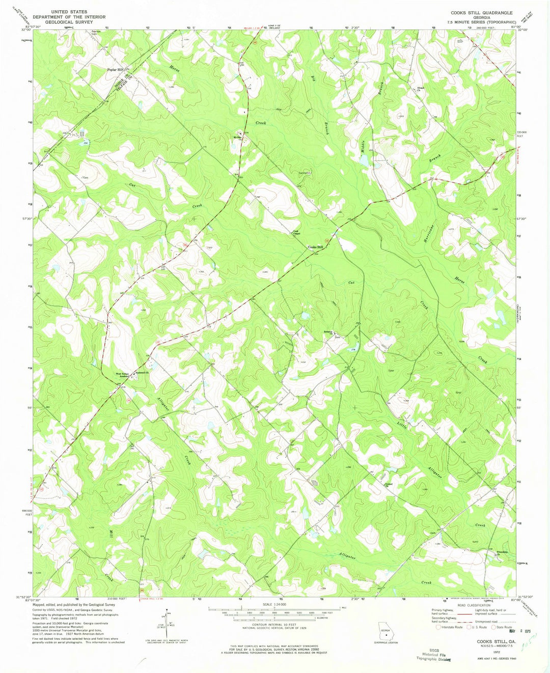 1972 Cooks Still, GA - Georgia - USGS Topographic Map