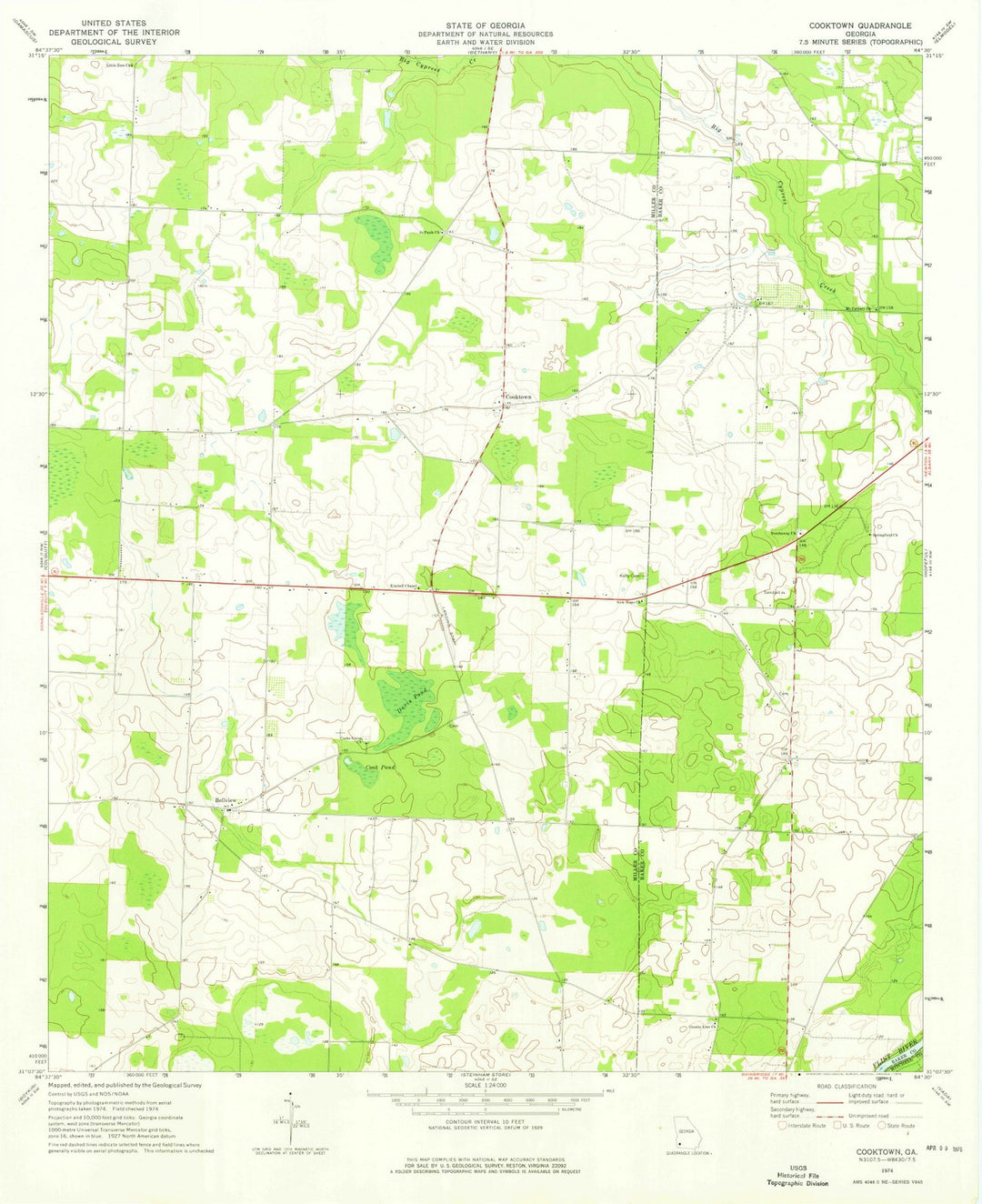 1974 Cooktown, GA - Georgia - USGS Topographic Map