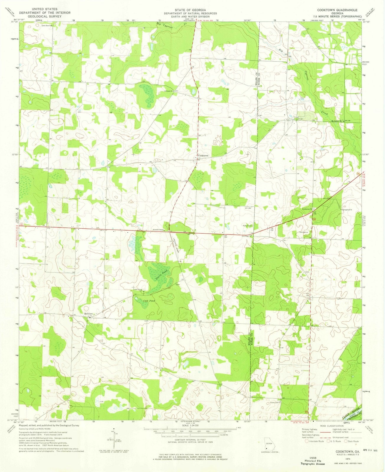 1974 Cooktown, GA - Georgia - USGS Topographic Map