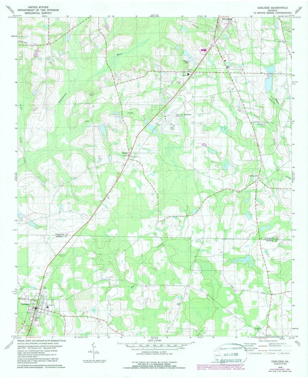 1978 Coolidge, GA - Georgia - USGS Topographic Map