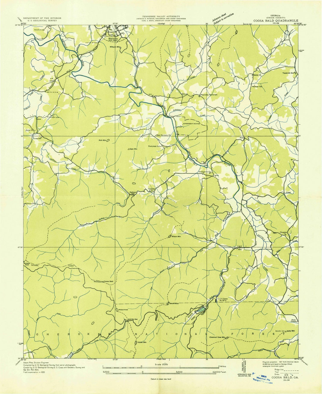 1935 Coosa Bald, GA - Georgia - USGS Topographic Map