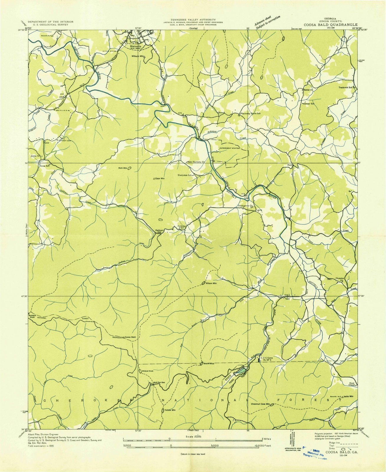 1935 Coosa Bald, GA - Georgia - USGS Topographic Map