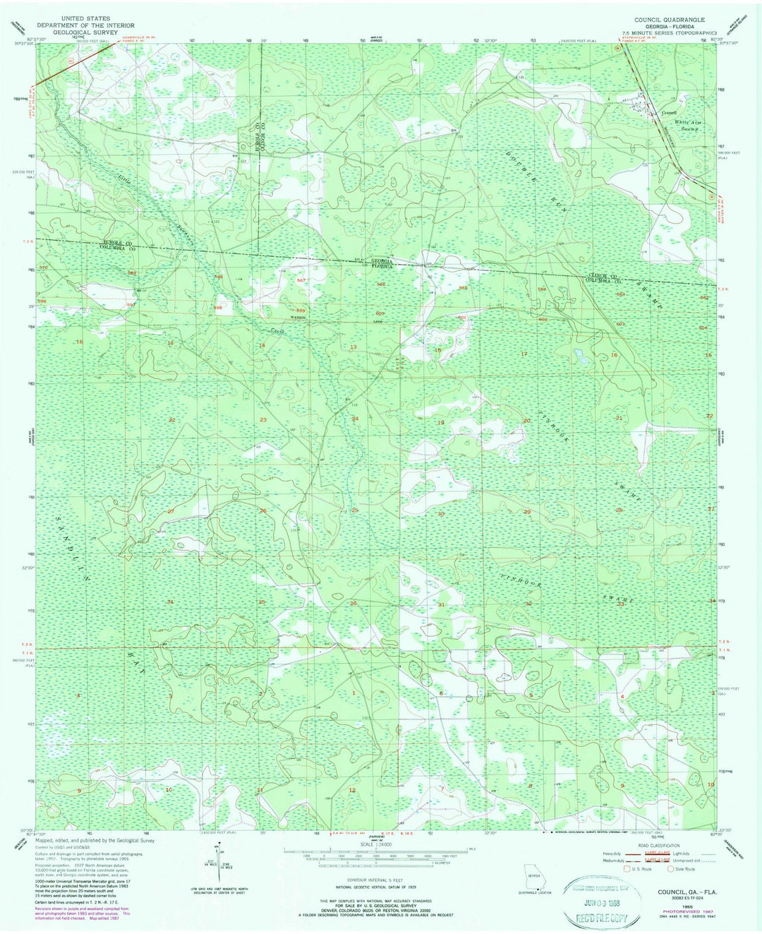 1955 Council, GA - Georgia - USGS Topographic Map