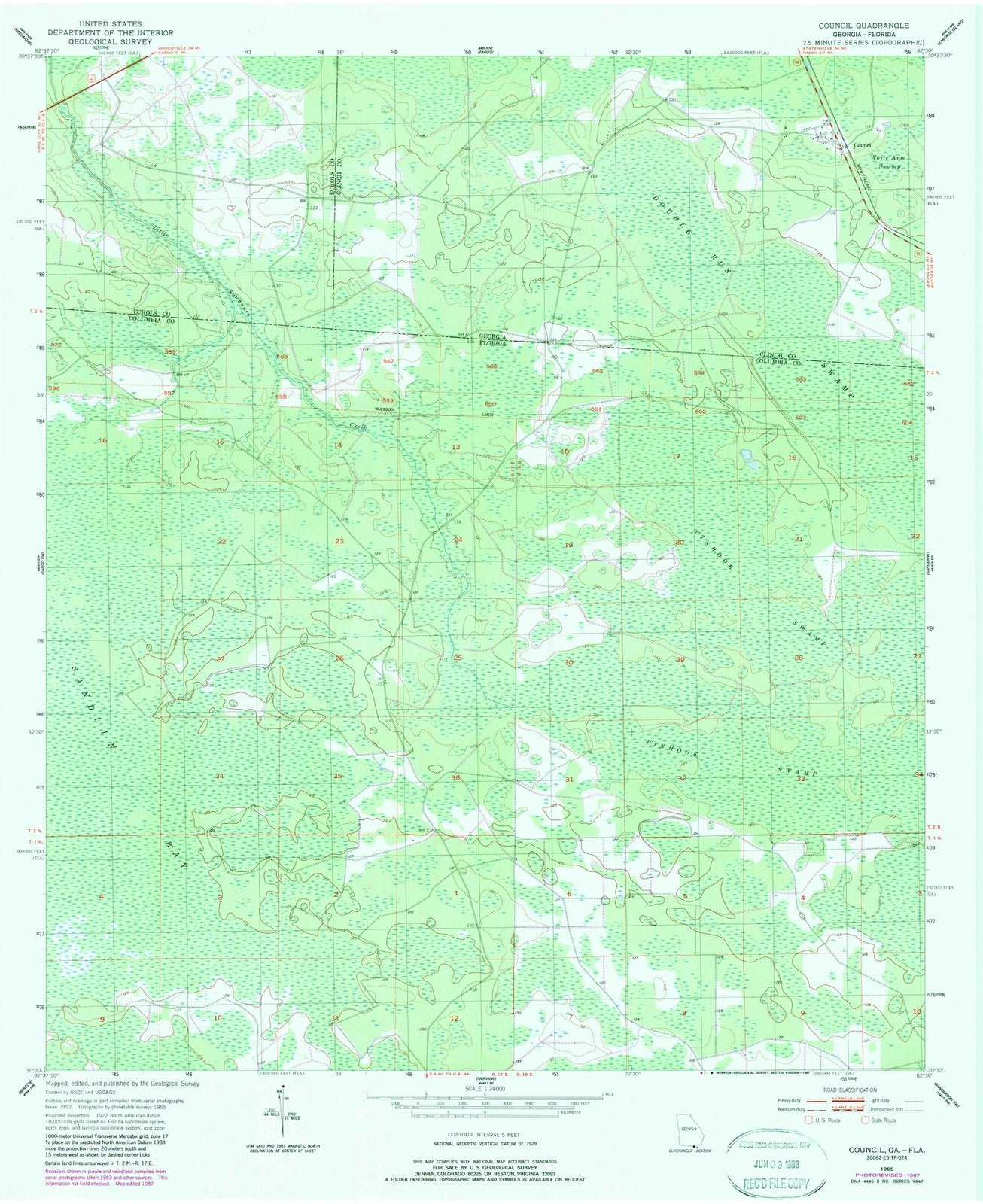 1955 Council, GA - Georgia - USGS Topographic Map