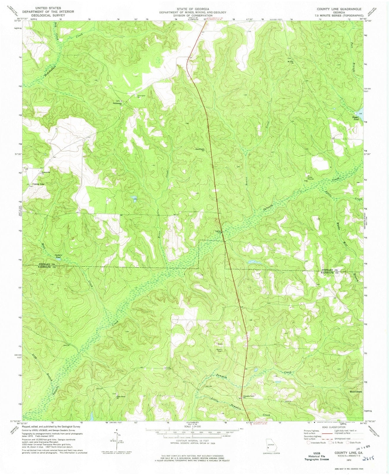 1972 County Line, GA - Georgia - USGS Topographic Map
