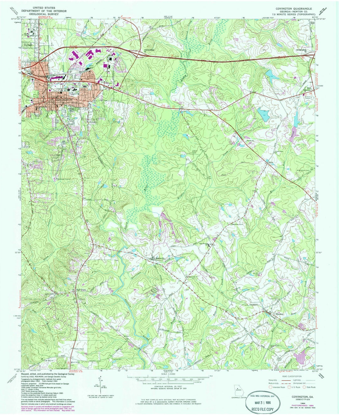 1964 Covington, GA - Georgia - USGS Topographic Map