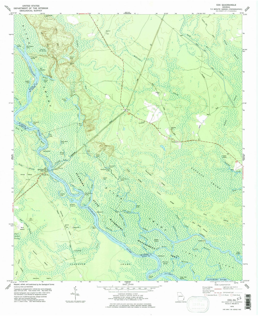 1978 Cox, GA - Georgia - USGS Topographic Map