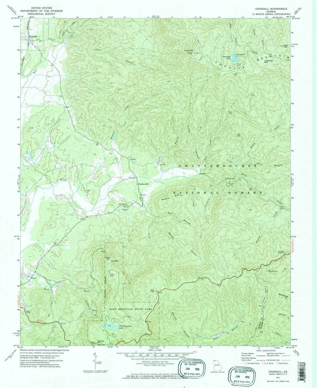 1971 Crandall, GA - Georgia - USGS Topographic Map