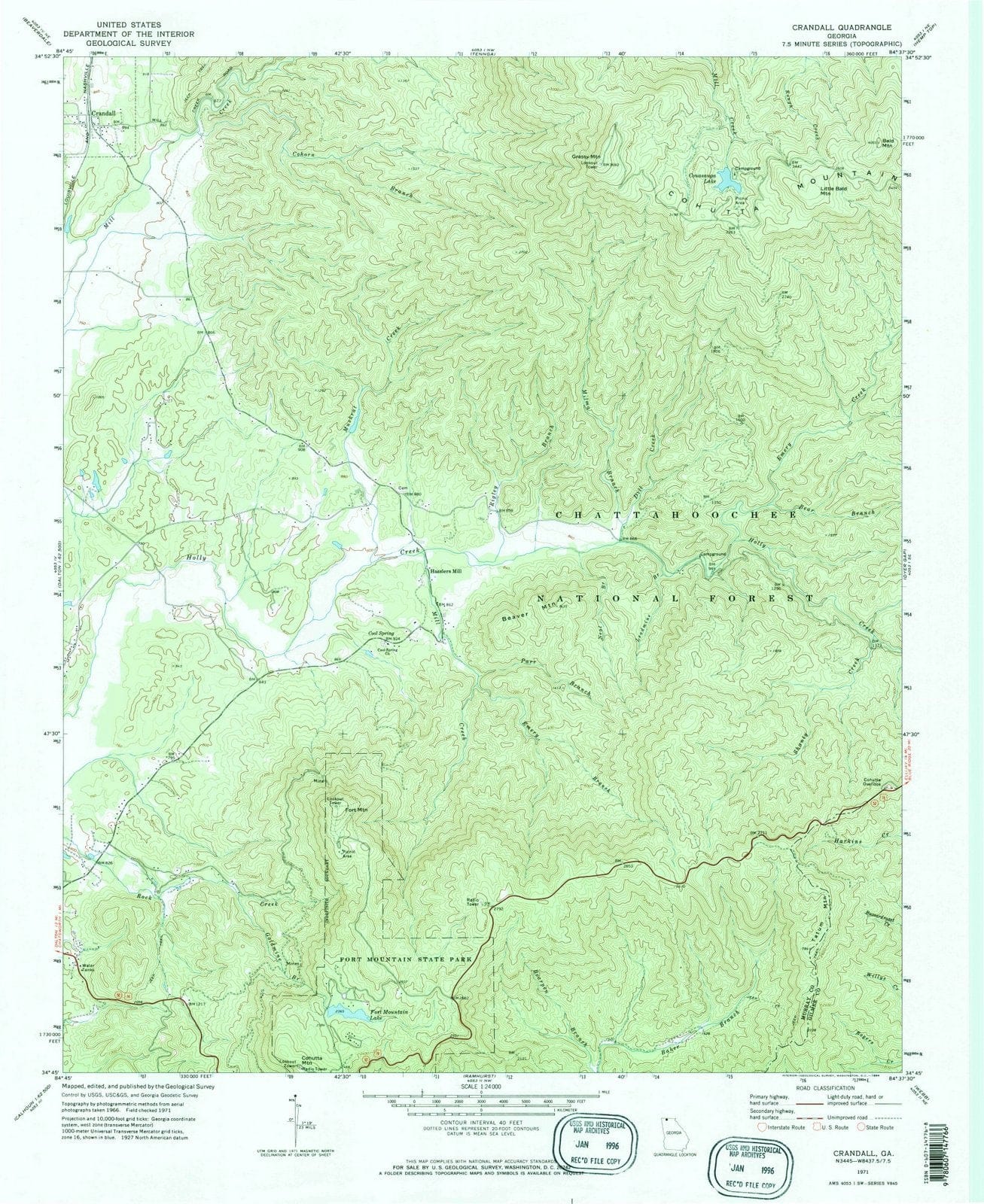 1971 Crandall, GA - Georgia - USGS Topographic Map