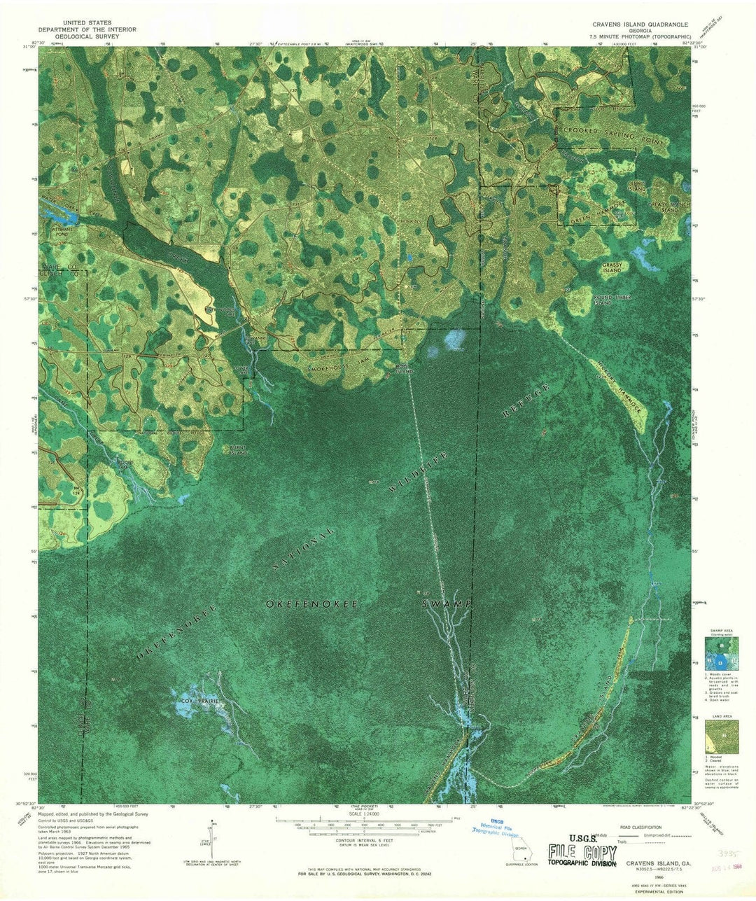 1966 Cravens Island, GA - Georgia - USGS Topographic Map