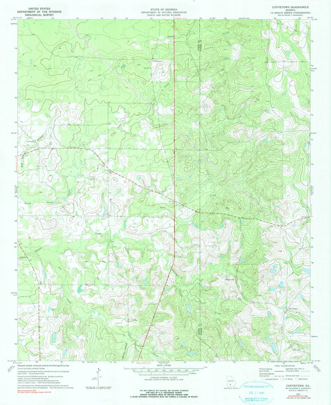 1972 Cuffietown, GA - Georgia - USGS Topographic Map