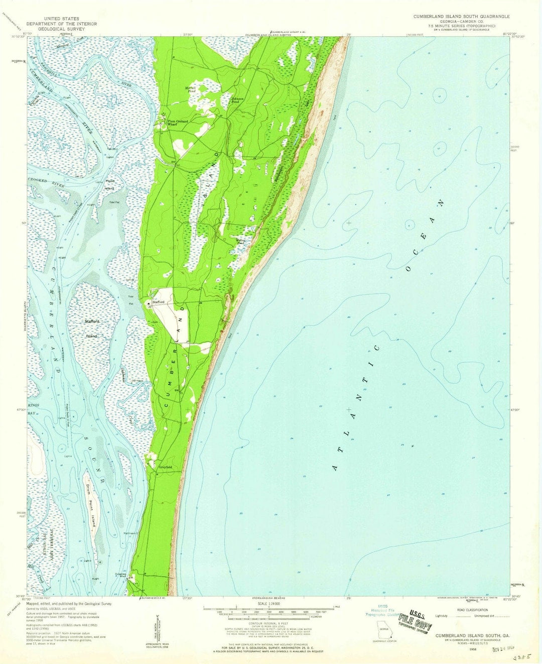 1958 Cumberland Island, GA - Georgia - USGS Topographic Map v2