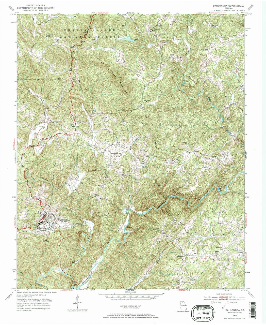1951 Dahlonega, GA - Georgia - USGS Topographic Map