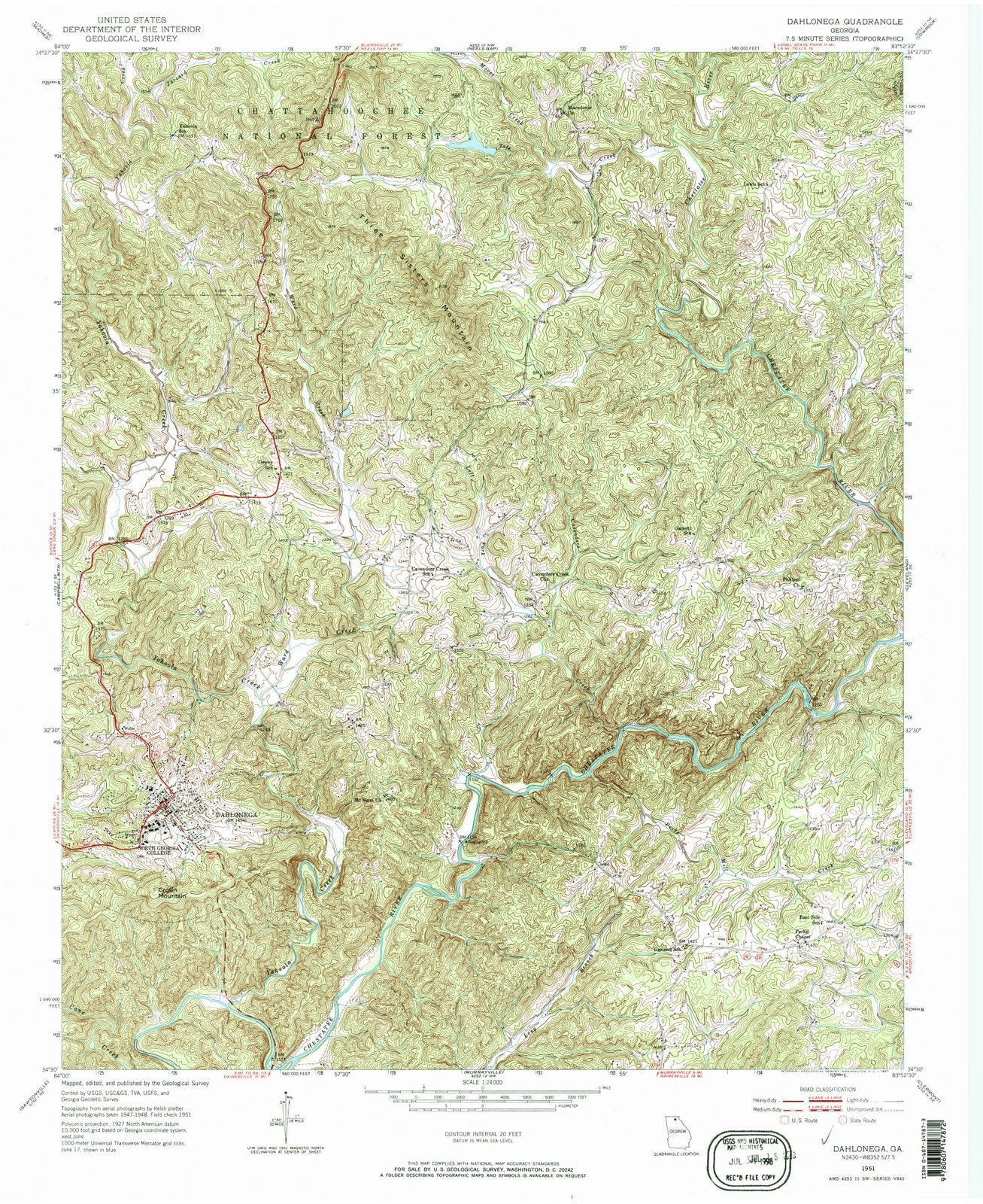 1951 Dahlonega, GA - Georgia - USGS Topographic Map
