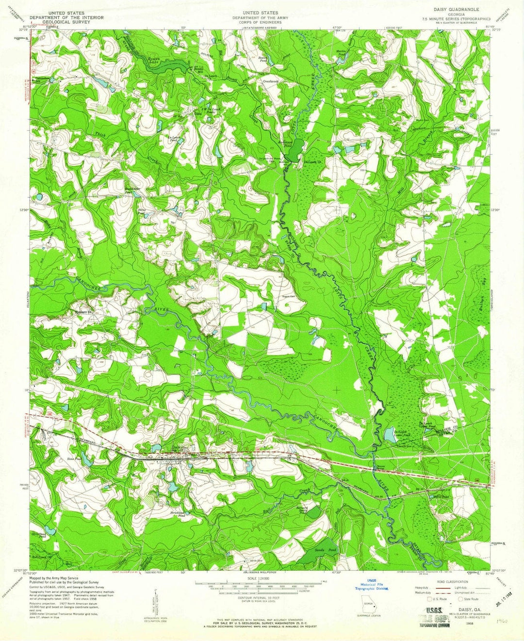 1958 Daisy, GA - Georgia - USGS Topographic Map